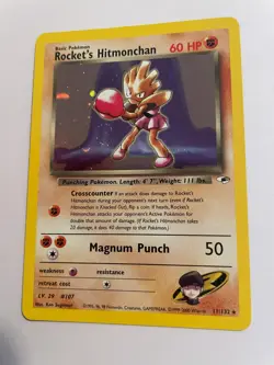Rocket's Hitmonchan 011/132 Gym Heroes SWIRL Holo Rare Pokemon TCG Team Rocket - Image 2