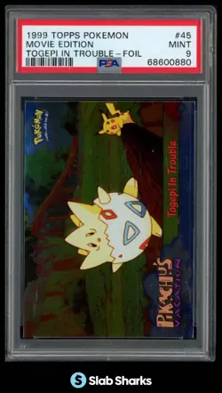 1999 TOPPS POKEMON THE FIRST MOVIE #45 TOGEPI IN TROUBLE FOIL PSA 9 - Image 1