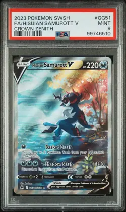 Hisuian Samurott V GG51 PSA 9 Full Art Crown Zenith Galarian Gallery Pokemon TCG - Image 1