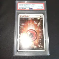 Pokemon PSA8 Fighting Energy Aqua vs Magma 2003 holo energy card - Image 1