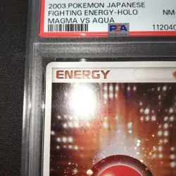 Pokemon PSA8 Fighting Energy Aqua vs Magma 2003 holo energy card - Image 2