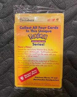 1999 Pokemon Card Warner Bros The First Movie Promo Cello Sealed Pack Black Star - Image 1