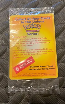 1999 Pokemon Card Warner Bros The First Movie Promo Cello Sealed Pack Black Star - Image 2