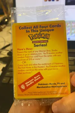 1999 Pokemon Card Warner Bros The First Movie Promo Cello Sealed Pack Black Star - Image 3