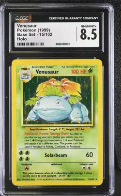 CGC 8.5 Venusaur 1999 Base Set 15/102 Holo Pokemon Card - Image 1