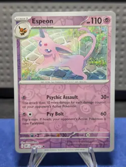 Pokemon TCG Espeon Obsidian Flames Reverse Holo Uncommon Card 086/197 2023 - Image 1
