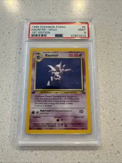 1999 Pokemon Haunter 1st Edition PSA Mint 9 Fossil Holo Card 6/62 - Image 1