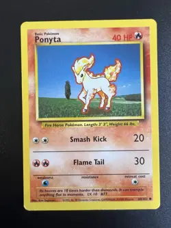 Ponyta 60/102 Base Set Unlimited 1999 Pokemon Card Common NM - Image 1