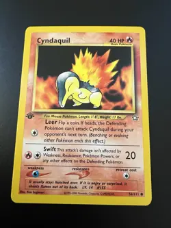 Cyndaquil 56/111 Neo Genesis 1st Edition 2000 Pokemon Card Common NM - Image 1