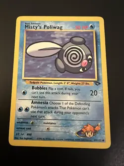 Misty’s Poliwag 89/132 Gym Challenge Unlimited 2000 Pokemon Card Common NM - Image 1