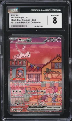 CGC 8 Mew ex 053 Black Star Promo 151 Pokemon TCG 2023 Full Art Holo - Image 1