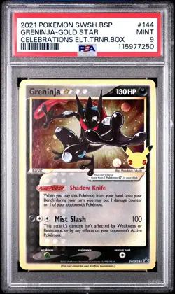 PSA 9 2021 Pokemon Greninja Gold Star SWSH144 Celebrations ETB - Image 1