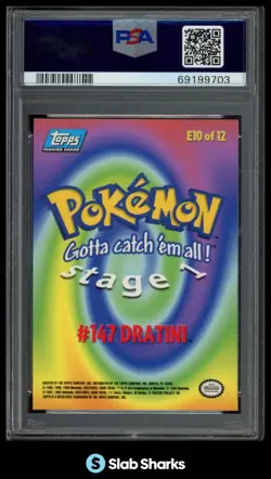 1999 TOPPS POKEMON THE FIRST MOVIE #E10 #147 DRATINI FOIL PSA 6 - Image 2