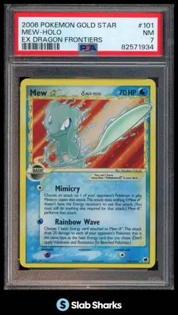 2006 POKEMON EX DRAGON FRONTIERS #101/101 MEW GOLD STAR HOLO SHINY RARE PSA 7 - Image 1