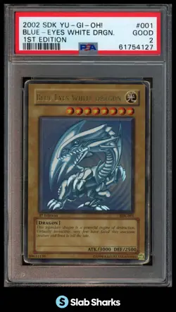 2002 YU-GI-OH! KAIBA 1ST EDITION #SDK-001 BLUE-EYES WHITE DRAGON PSA 2 - Image 1