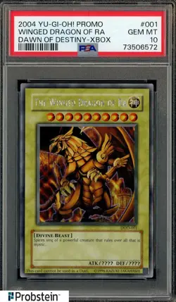 2004 Yu-Gi-Oh! Promo Dawn of Destiny Xbox #001 Winged Dragon of RA PSA 10 GEM MT - Image 1