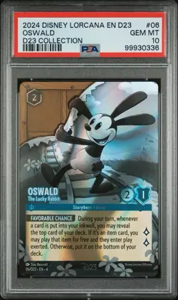 PSA 10 GEM MT OSWALD #06 THE LUCKY RABBIT 2024 DISNEY LORCANA EN D23 EXPO CARD - Image 1
