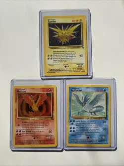 Articuno Zapdos Moltres Pokemon Trading Cards Base Fossil Set Combo TCG Raw - Image 1