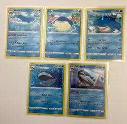 Wailmer Wailord Pokemon Card Collection Lot Of 5 Holo TCG Common - Image 1