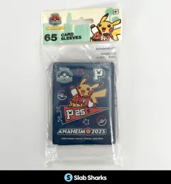 POKEMON CENTER WORLD CHAMPIONSHIPS EXCLUSIVE 65 CARD SLEEVES VARSITY PIKACHU - Image 1