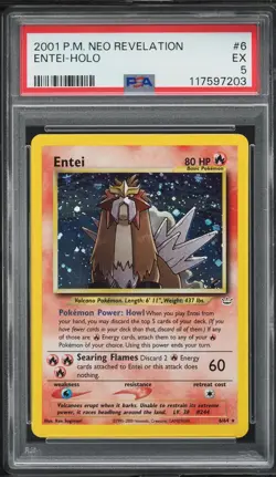 PSA 5 Entei Holo Rare Neo Revelation 2001 Pokemon Card #6 - Image 1