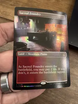 1x MTG Sacred Foundry (Borderless, Foil) - Ravnica: Clue Edition (CLU) #279 - Image 1