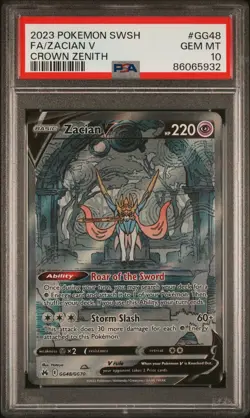 2023 POKEMON SWORD & SHIELD CROWN ZENITH #GG48 FULL ART/ZACIAN V PSA 10 - Image 1