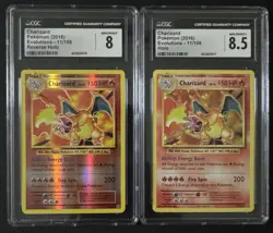SEQUENTIAL CGC 8 & 8.5 CHARIZARD 11 REVERSE & HOLO XY EVOLUTIONS POKEMON NM MINT - Image 1