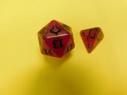 MTG Hour of Devastation Red D20 and D4 Dice Set - Image 2