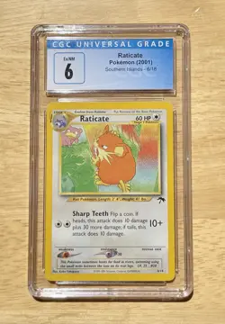 Pokemon TCG Raticate CGC 6 Southern Islands 6/18 PROMO - Image 1