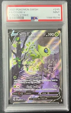 2021 Pokemon Fusion Strike Celebi V 245 Alt Art PSA 9 Mint Centered - Image 1