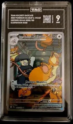 Pokemon Destin Rivals Graded Team Rocket's Raticate 202/182 IR TAG 10 Gem Mint - Image 1