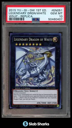 2015 YU-GI-OH 1ST EDITION LEGENDARY DRAGON OF WHITE WSUP REPLICA #EN051 PSA 10 - Image 1
