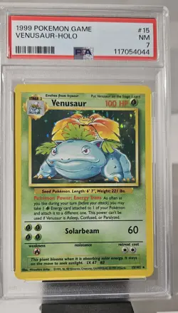 1999 Pokemon Base Set (VENUSAUR HOLO) GRADED PSA-7 CARD # 15/102 - Image 2