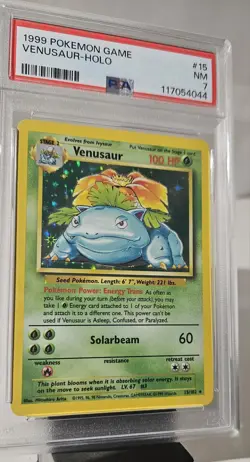 1999 Pokemon Base Set (VENUSAUR HOLO) GRADED PSA-7 CARD # 15/102 - Image 3