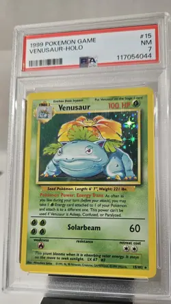 1999 Pokemon Base Set (VENUSAUR HOLO) GRADED PSA-7 CARD # 15/102 - Image 4