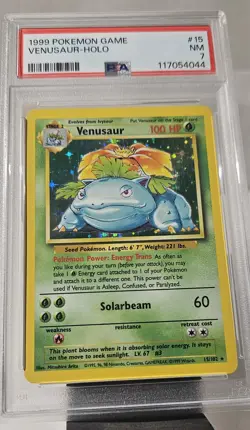 1999 Pokemon Base Set (VENUSAUR HOLO) GRADED PSA-7 CARD # 15/102 - Image 5