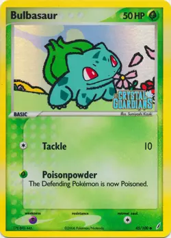 Reverse Holo Stamped Bulbasaur Pokemon Card Ex Crystal Guardians 45/100 - Image 1