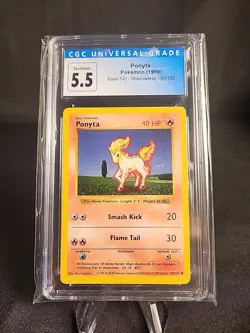 CGC 5.5 Ponyta 1999 Base Set Shadowless 60/102 Pokemon Card - Image 1