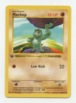 Base Set First Edition Machop #52 Pokemon Card - Image 1