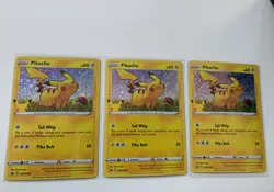 (3) Pokemon Pikachu-HOLO Stamped 25th Anniversary Promo Card NM/MT-General Mills - Image 1