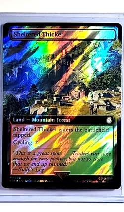 2024 MTG Magic the Gathering Fallout Extended Art Surge Foil Sheltered Thicket - Image 1