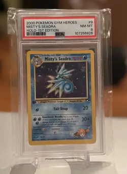 Pokemon PSA 8 1st Edition Misty's Seadra Holo 2000 Gym Heroes 9/132 - Image 1