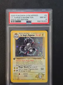 Pokemon PSA 8 NM-MT 1st Edition Gym Heroes Holo Lt. Surge's Magneton 8/132 - Image 1