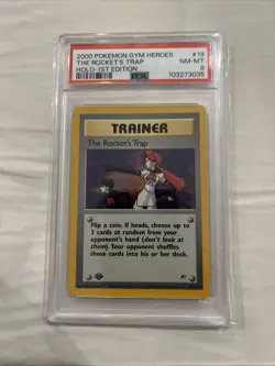 Pokemon 2000 Gym Heroes the Rockets Trap Holo 1st Edition #19 PSA 8 - Image 1