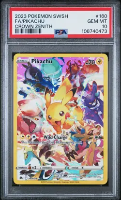 2023 Pokemon SWSH Crown Zenith Pikachu Full Art #160 PSA 10 - Image 1
