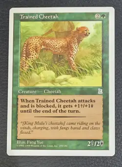 Vintage 1999 MTG Magic Portal 3 Three Kingdoms English NM Card TRAINED CHEETAH - Image 1
