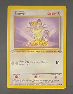 Pokemon Card Meowth 56/64 1st Edition Jungle - Near Mint - Image 1