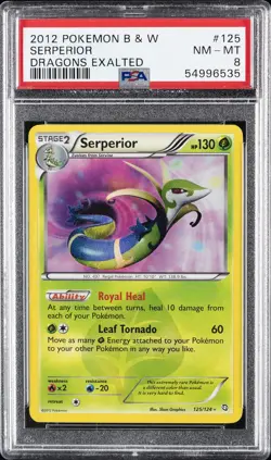 2012 POKEMON B&W DRAGONS EXALTED #125 SERPERIOR PSA 8 - Image 1