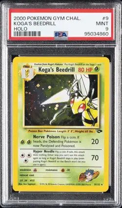 2000 POKEMON GYM CHALLENGE HOLO #9 KOGA'S BEEDRILL PSA 9 - Image 1